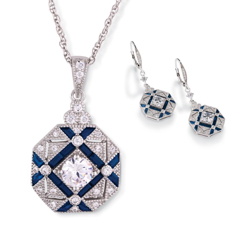 Art Deco Resurgence Collection (Pendant, Chain & Earrings)